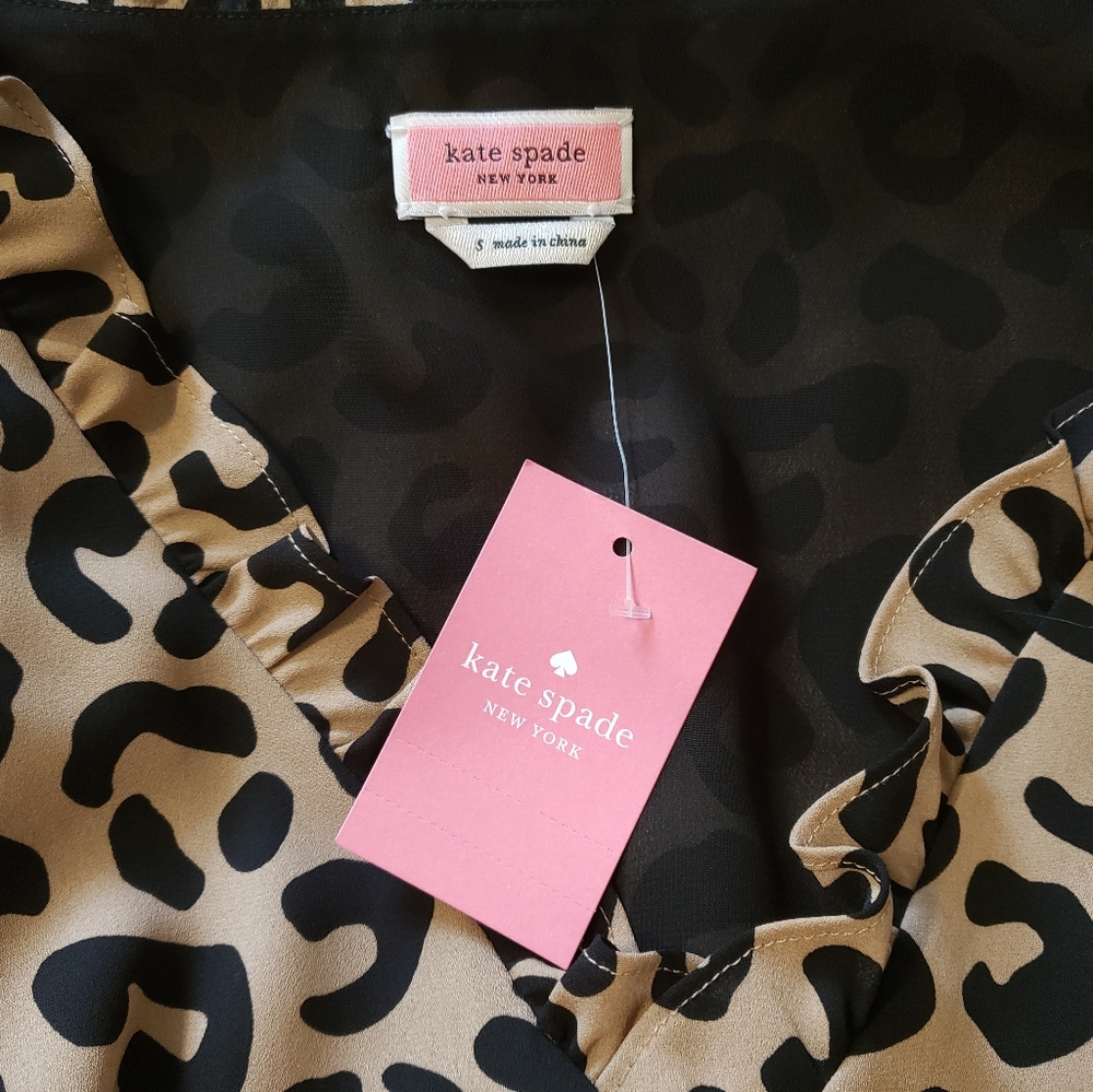 NWT Kate Spade Leopard Print Ruffle Top - Picture 7 of 11